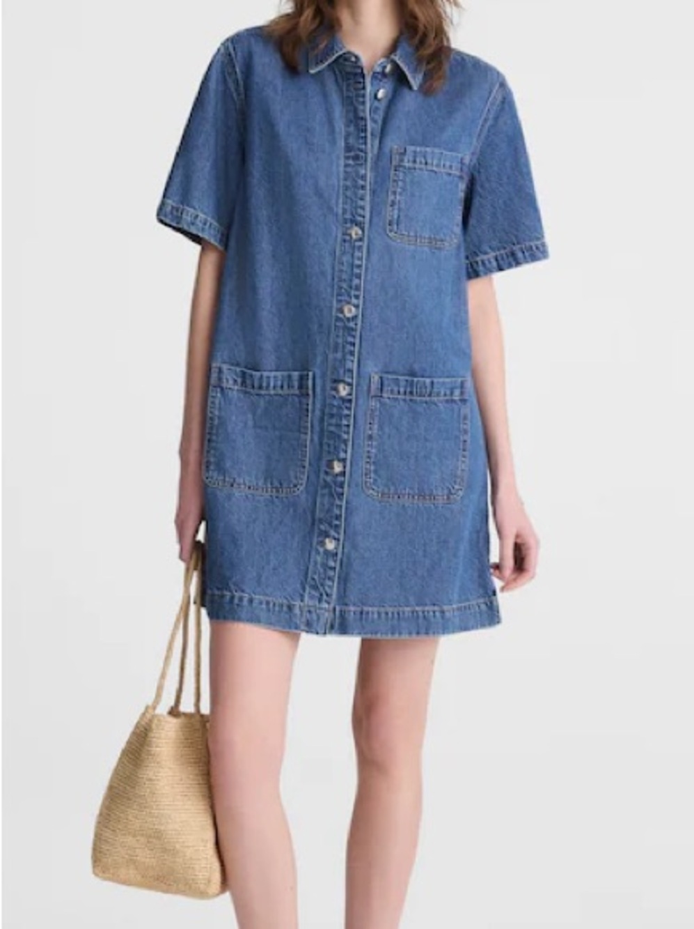 $138 Madewell Airy Denim Mini Shirtdress size Large excellent condition